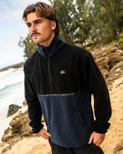 THE MAD HUEYS TIDAL QUARTER ZIP MEN’S POLAR FLEECE JACKET 1/4 ZIP NAVY