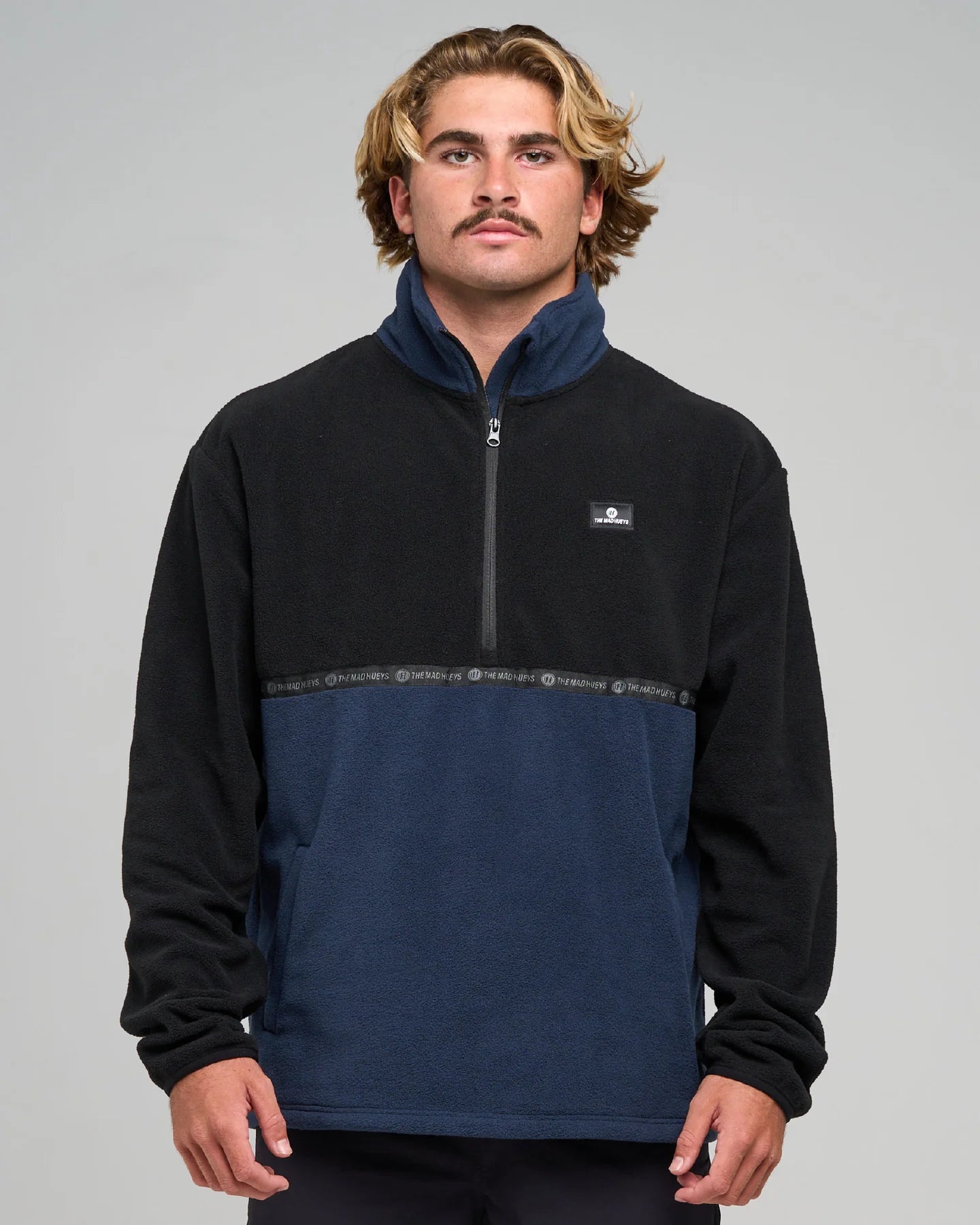 THE MAD HUEYS TIDAL QUARTER ZIP MEN’S POLAR FLEECE JACKET 1/4 ZIP NAVY