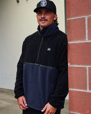 THE MAD HUEYS TIDAL QUARTER ZIP MEN’S POLAR FLEECE JACKET 1/4 ZIP NAVY