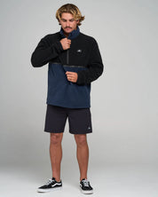 THE MAD HUEYS TIDAL QUARTER ZIP MEN’S POLAR FLEECE JACKET 1/4 ZIP NAVY