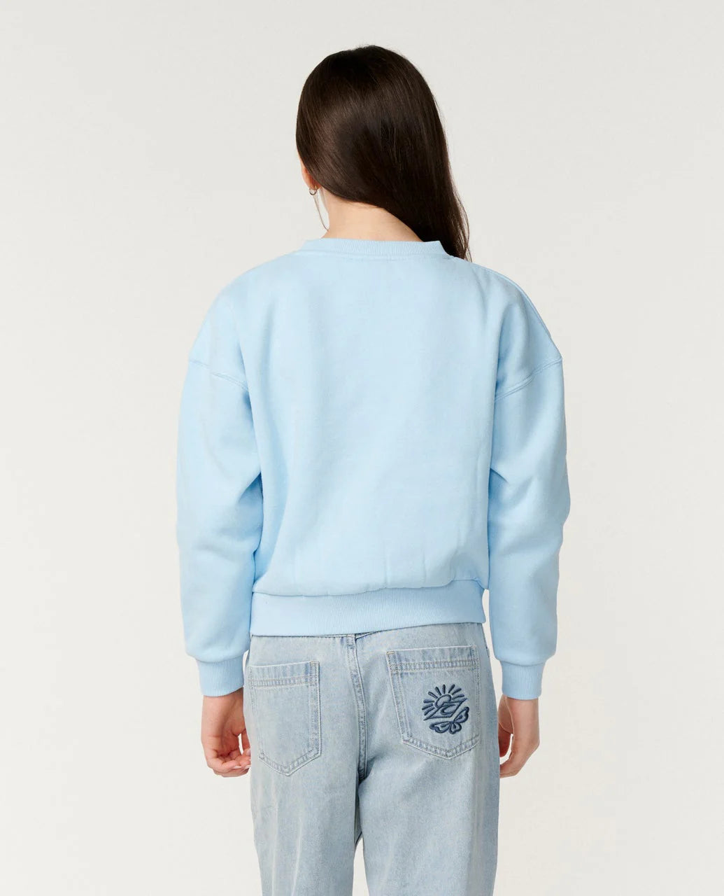 RIP CURL TROPICAL CROPPED CREW – KIDS SKY BLUE