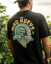 THE MAD HUEYS TUNNEL VISION MENS FISHING TEE VINTAGE BLACK COTTON SURF TSHIRT