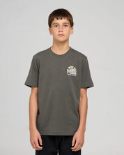 THE MAD HUEYS TUNNEL VISION YOUTH FISHING TEE CHARCOAL COTTON KIDS SURF TSHIRT