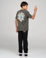 THE MAD HUEYS TUNNEL VISION YOUTH FISHING TEE CHARCOAL COTTON KIDS SURF TSHIRT