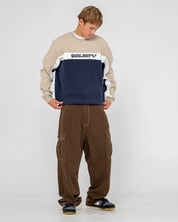 RUSTY POD RACER CREW FLEECE MENS JUMPER NAVY BLUE