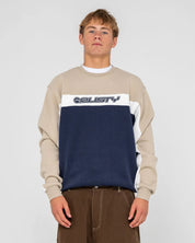 RUSTY POD RACER CREW FLEECE MENS JUMPER NAVY BLUE
