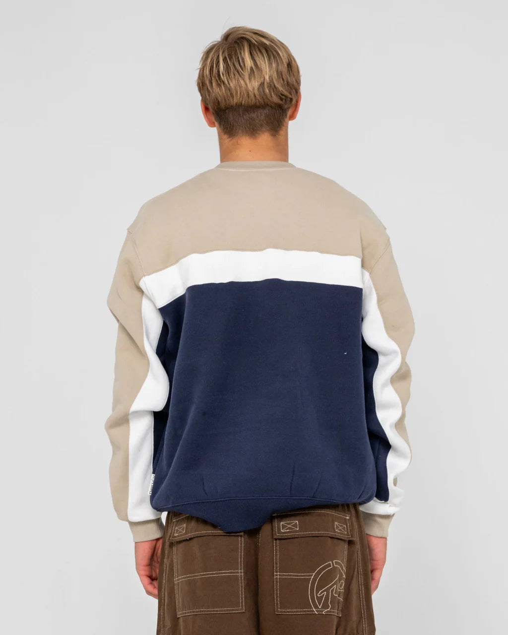 RUSTY POD RACER CREW FLEECE MENS JUMPER NAVY BLUE