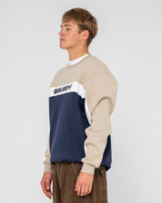 RUSTY POD RACER CREW FLEECE MENS JUMPER NAVY BLUE
