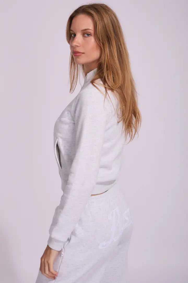 RUSTY TRAILER TRASH SKIMMER ZIP FLEECE SWEATSHIRT WOMENS ECRU MARLE