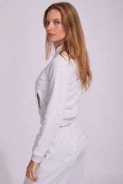 RUSTY TRAILER TRASH SKIMMER ZIP FLEECE SWEATSHIRT WOMENS ECRU MARLE