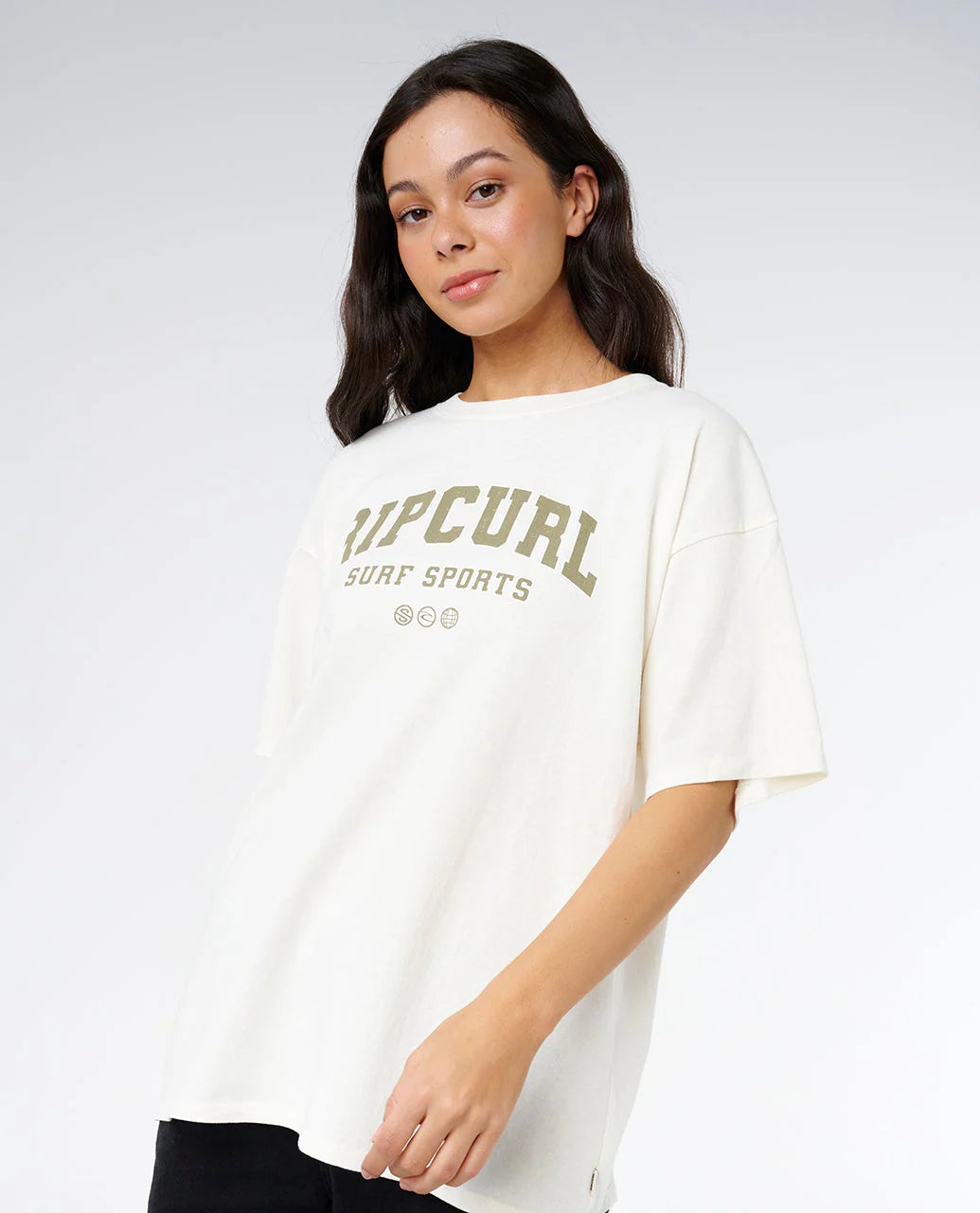 RIP CURL VARSITY SPORTS HERITAGE TEE – BONE/KHAKI