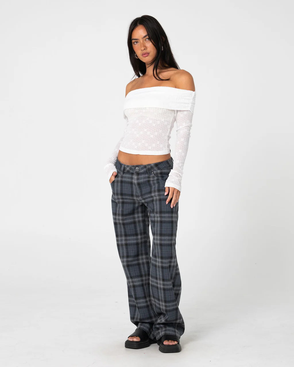 RUSTY VEERA OFF SHOULDER LACE TOP WHITE