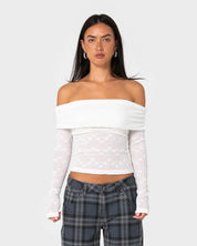 RUSTY VEERA OFF SHOULDER LACE TOP WHITE