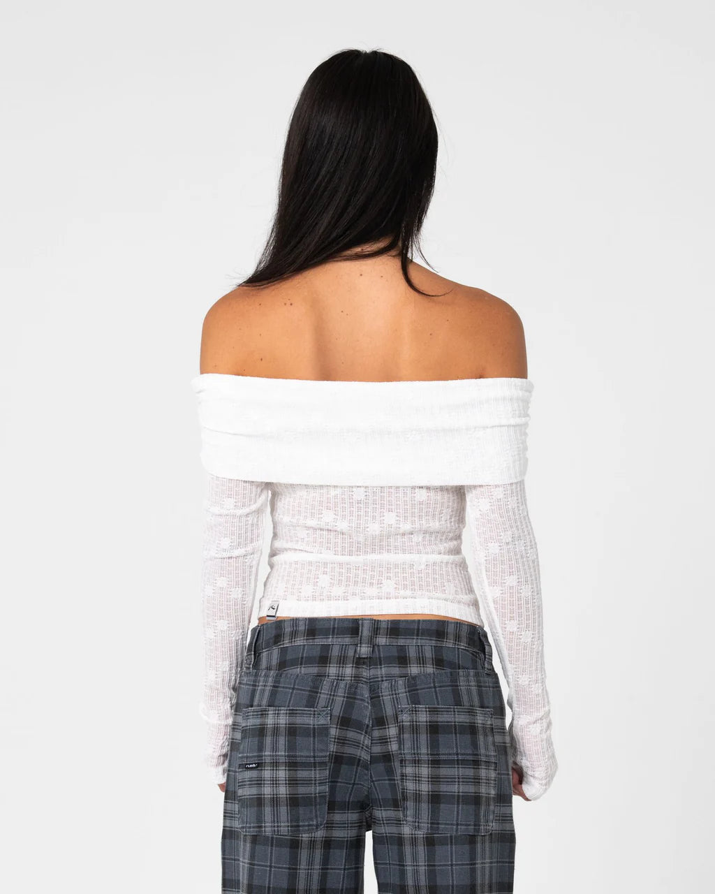 RUSTY VEERA OFF SHOULDER LACE TOP WHITE