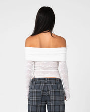 RUSTY VEERA OFF SHOULDER LACE TOP WHITE