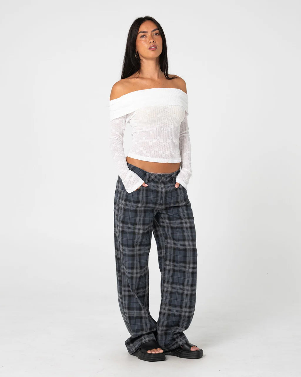 RUSTY VEERA OFF SHOULDER LACE TOP WHITE