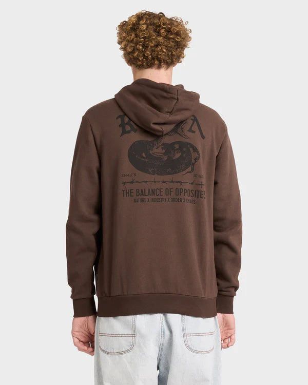 RVCA VENOM BITE MENS PULLOVER HOODIE MOCHA SURF SKATE SWEATSHIRT