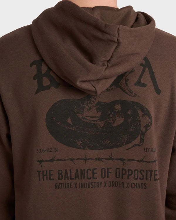 RVCA VENOM BITE MENS PULLOVER HOODIE MOCHA SURF SKATE SWEATSHIRT