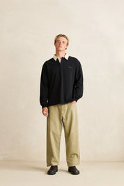 RHYTHM VINTAGE RUGBY POLO MENS LONG SLEEVE CHARCOAL