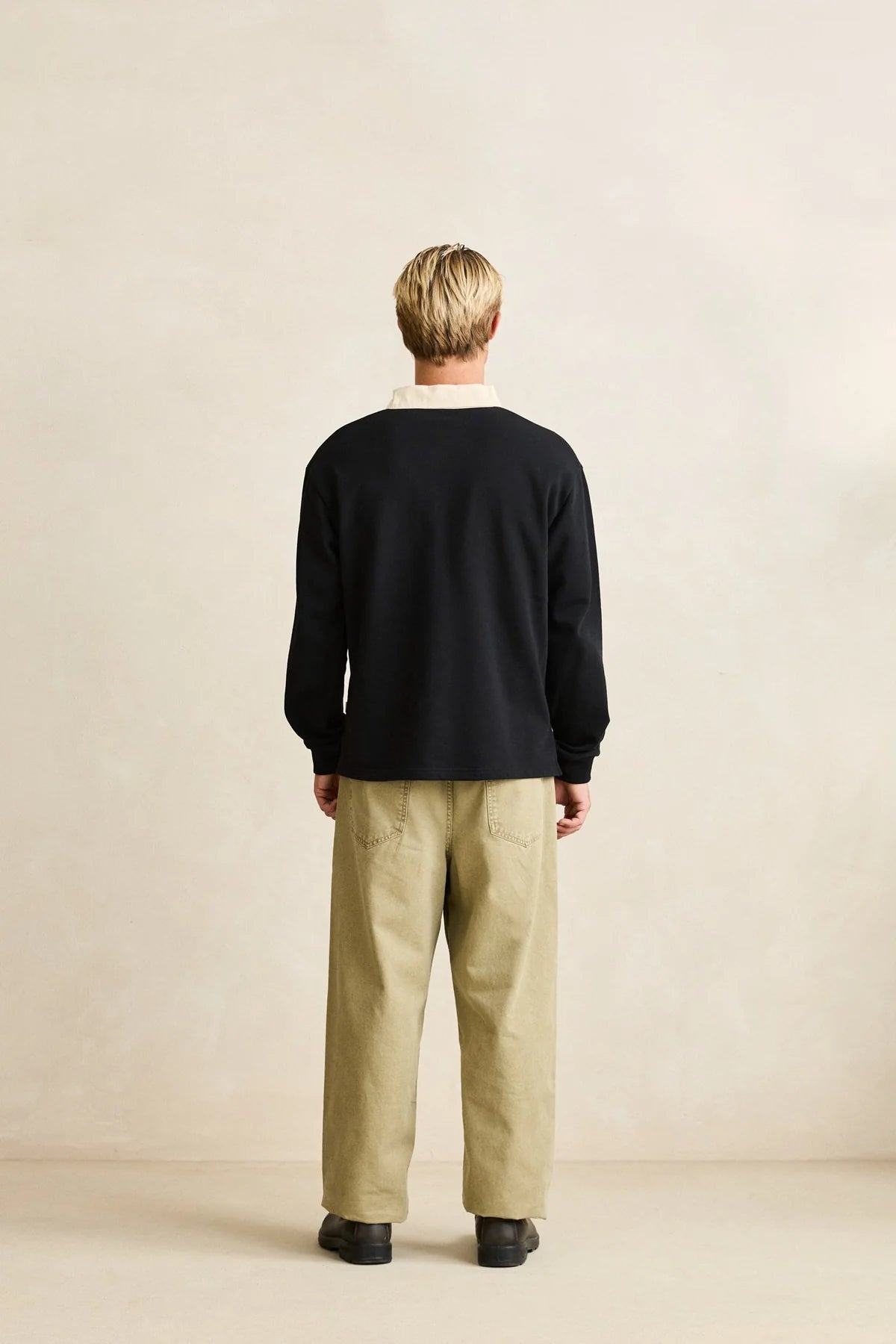 RHYTHM VINTAGE RUGBY POLO MENS LONG SLEEVE CHARCOAL