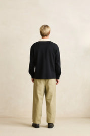 RHYTHM VINTAGE RUGBY POLO MENS LONG SLEEVE CHARCOAL