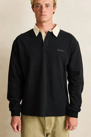 RHYTHM VINTAGE RUGBY POLO MENS LONG SLEEVE CHARCOAL