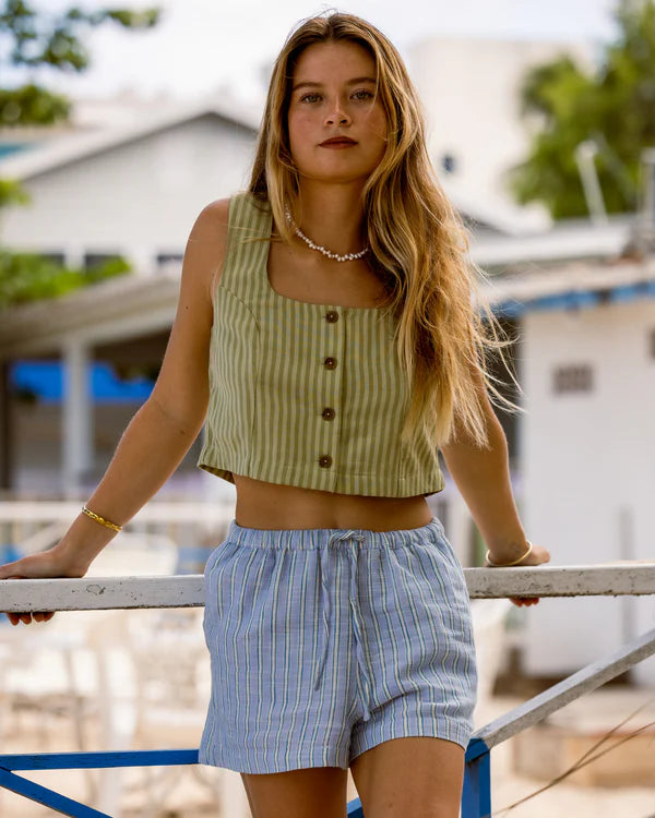 BILLABONG WANDERER PRINTED WOMENS ELASTIC PANTS TWILIGHT BLUE BEACH PANTS