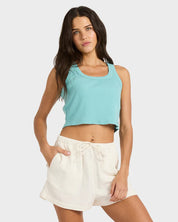 BILLABONG WANDERER WOMENS ELASTIC WAIST SHORTS SALT CRYSTAL BEACH SHORTS