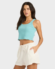 BILLABONG WANDERER WOMENS ELASTIC WAIST SHORTS SALT CRYSTAL BEACH SHORTS