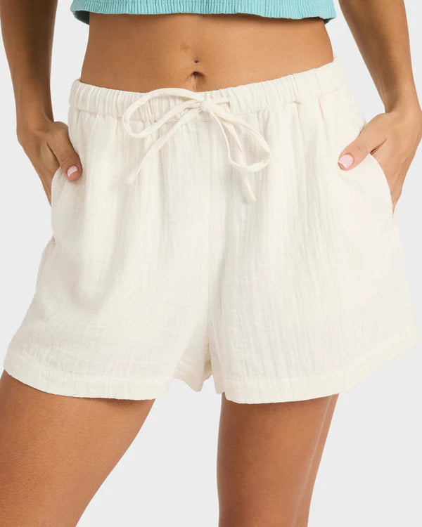 BILLABONG WANDERER WOMENS ELASTIC WAIST SHORTS SALT CRYSTAL BEACH SHORTS