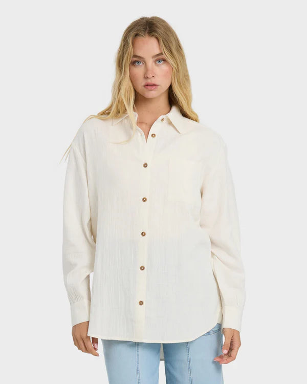 BILLABONG WANDERER WOMENS LONG SLEEVE SHIRT SALT CRYSTAL BEACH SHIRT