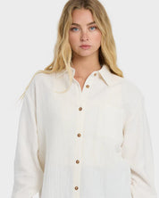 BILLABONG WANDERER WOMENS LONG SLEEVE SHIRT SALT CRYSTAL BEACH SHIRT