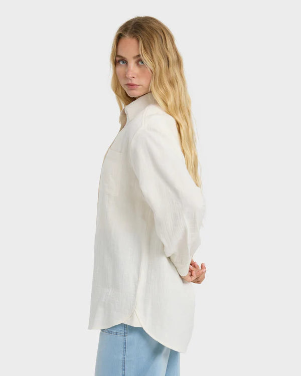 BILLABONG WANDERER WOMENS LONG SLEEVE SHIRT SALT CRYSTAL BEACH SHIRT