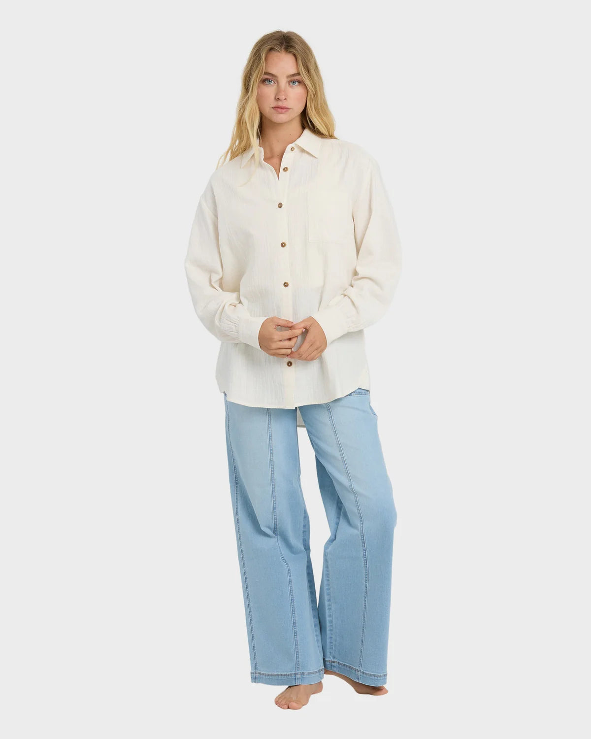 BILLABONG WANDERER WOMENS LONG SLEEVE SHIRT SALT CRYSTAL BEACH SHIRT