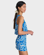 BILLABONG WAVE WASHED PRINTED WOMENS MINI SKIRT TRUE BLUE SUMMER BEACH SKIRT