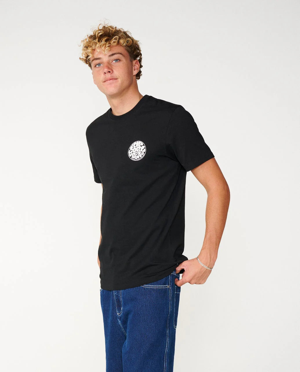 RIP CURL WETTIE ICON STANDARD TEE BLACK MENS SURF T SHIRT STREETWEAR