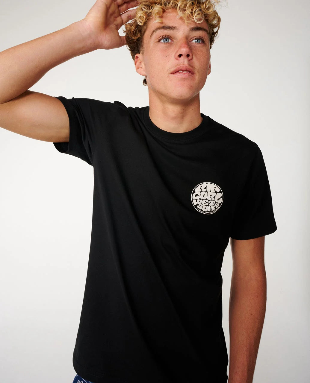 RIP CURL WETTIE ICON STANDARD TEE BLACK MENS SURF T SHIRT STREETWEAR