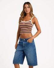 ROXY WOMENS BACKSLIDER DENIM SHORTS CLASSIC SUMMER FIT BLUE WASH