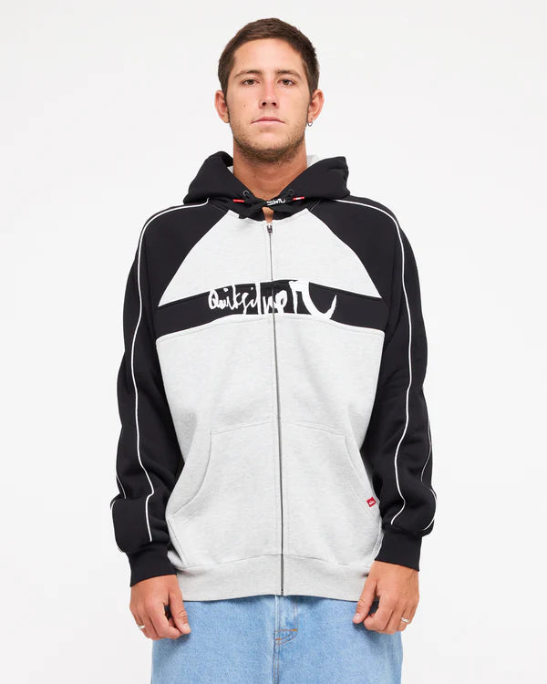QUIKSILVER YG OPERATOR ZIP UP HOODIE LIGHT GREY HEATHER