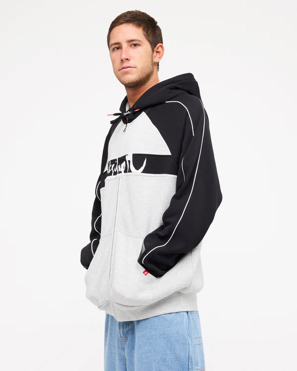 QUIKSILVER YG OPERATOR ZIP UP HOODIE LIGHT GREY HEATHER