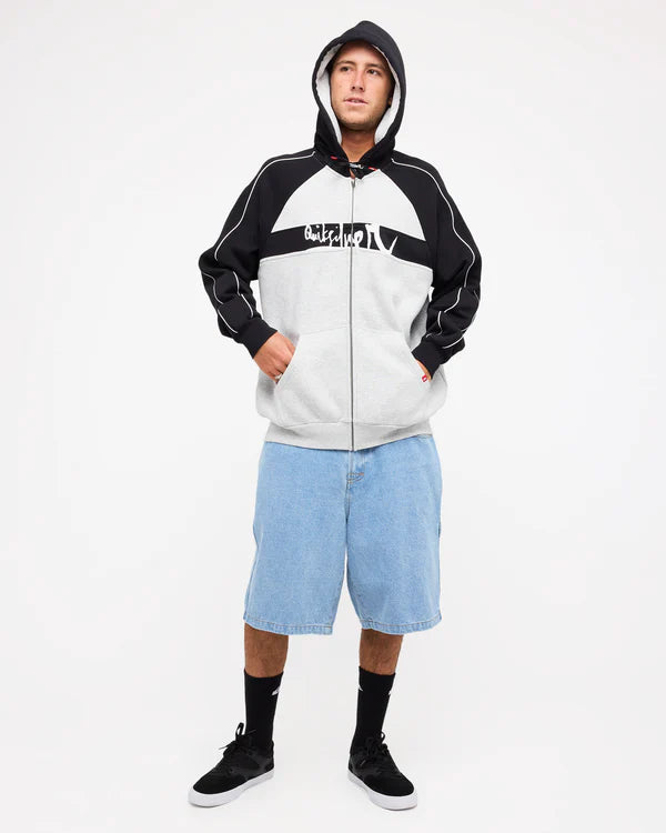 QUIKSILVER YG OPERATOR ZIP UP HOODIE LIGHT GREY HEATHER